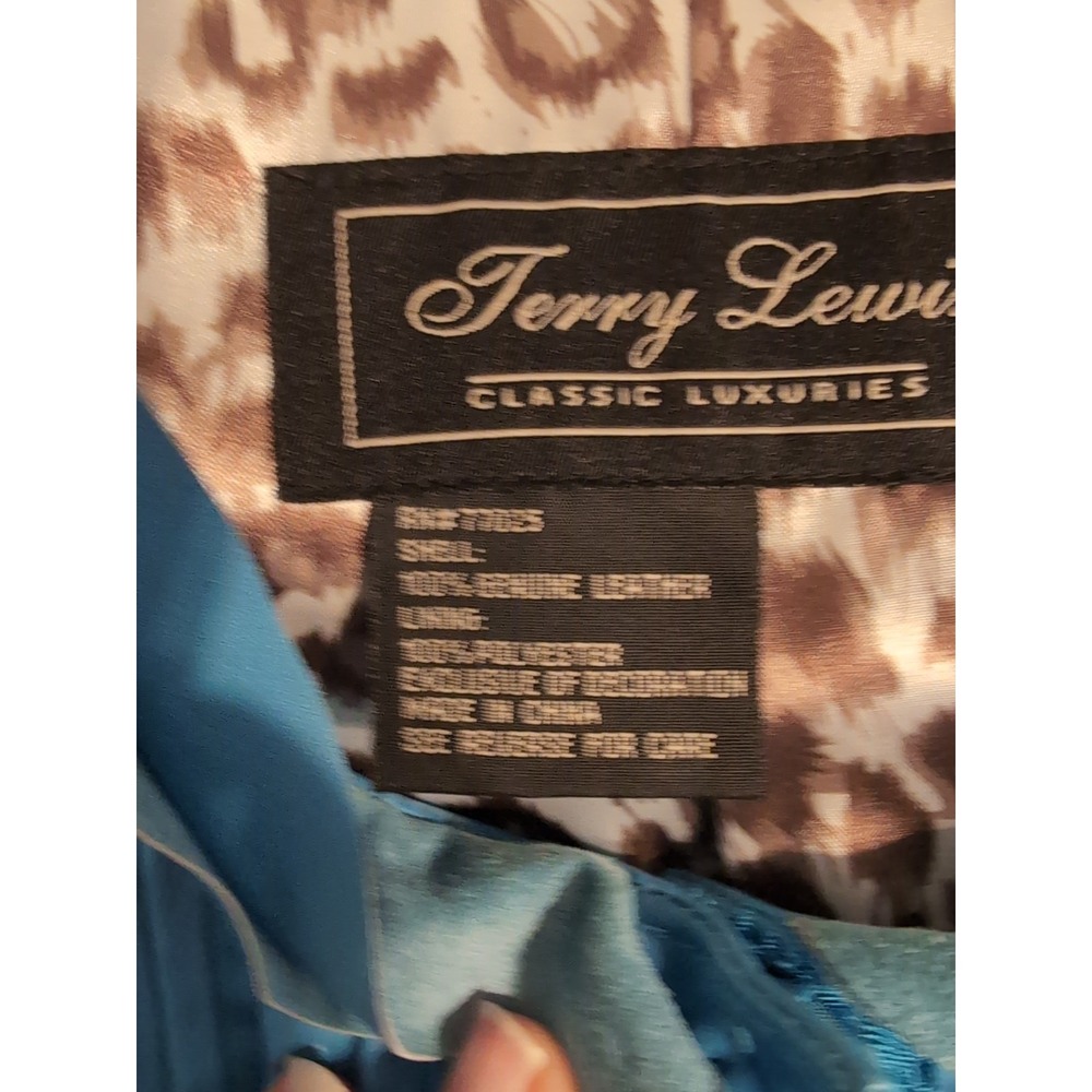 Vintage Y2K Terry Lewis Women's Blue Leather Jacket Size XL - Picture 12 of 13
